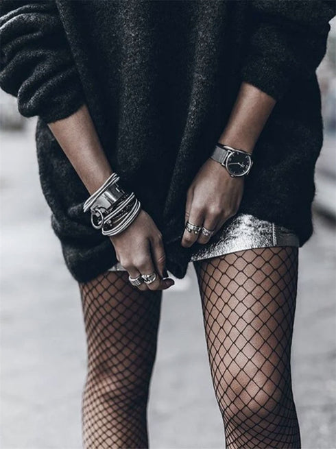 Net Tights - Silver